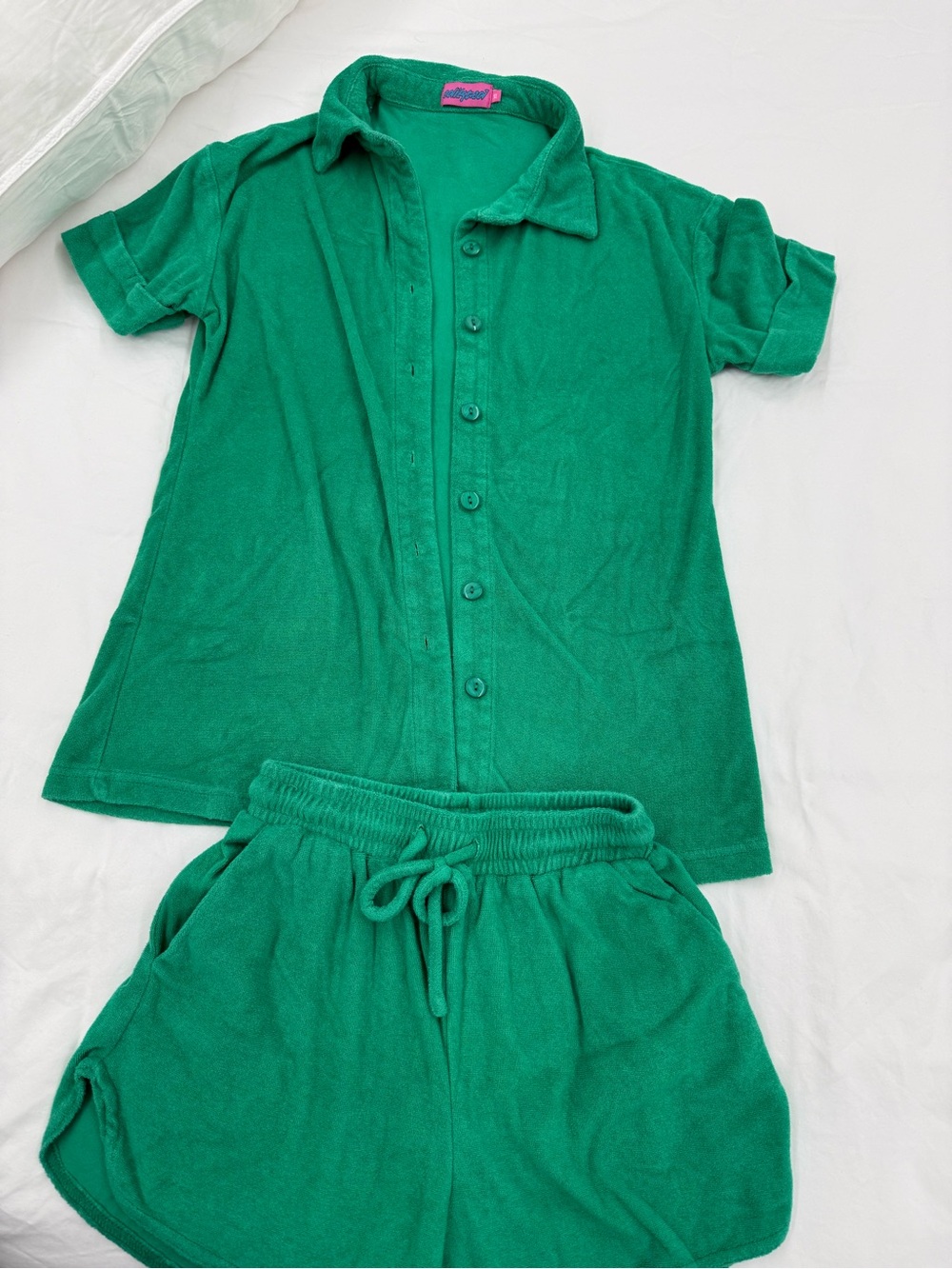Bright Teal Terry Two-Piece Lounge Set